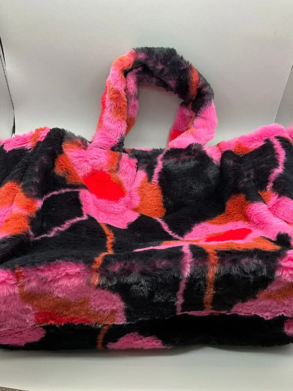 CAbi 4273 Rococo Tote Bag Poppy Bloom Black Pink Floral Faux Fur NWT